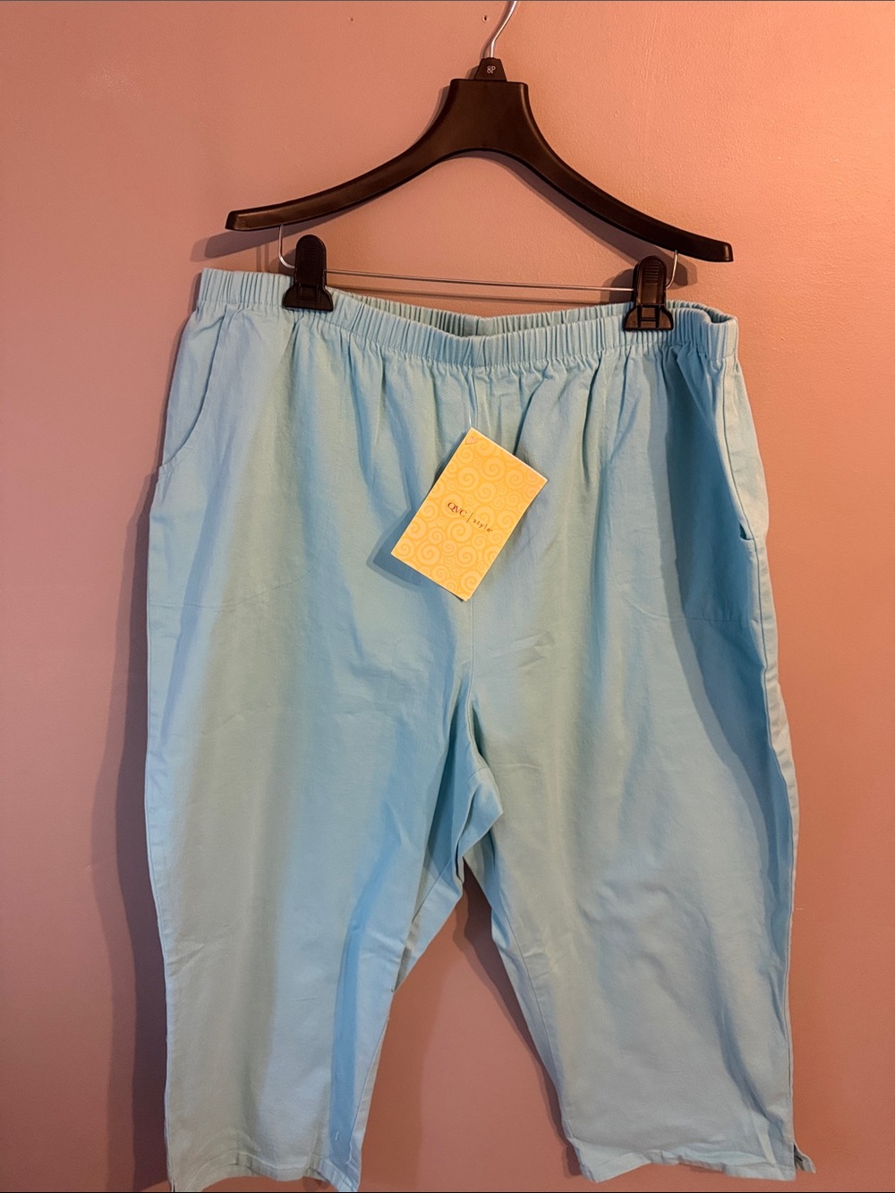 Denim & Co turquoise cropped pants. Size 3X. Elastic waist